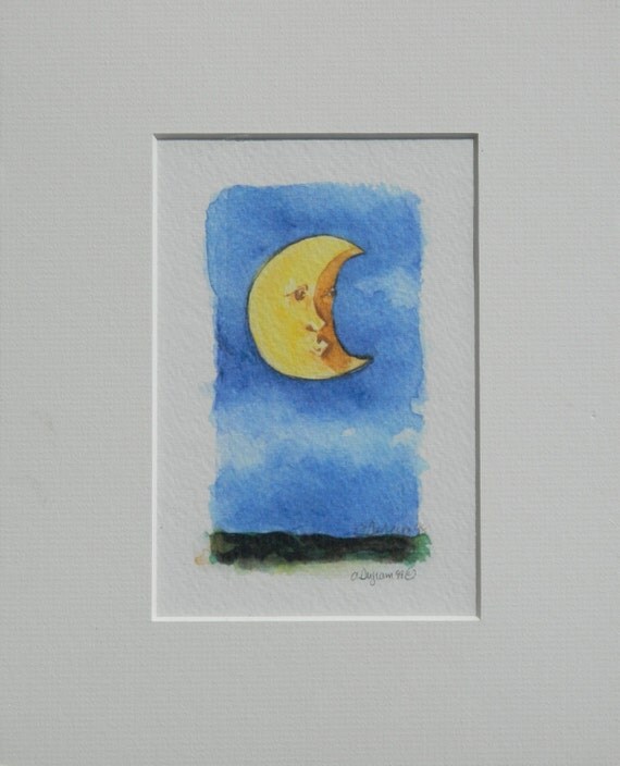 Items similar to Print of a whimsical moon on Etsy