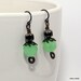 CLEARANCE Green Earrings with Black Glass Beads