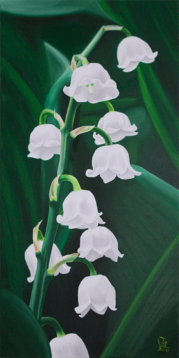 Lily of the Valley original oil painting cute by HazyAfternoon