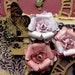 Reneabouquets Flower Set - Victorian Velvet Glitter Glass Flowers Scrapbook Embellishment, Wedding, Decoration, Home Decor