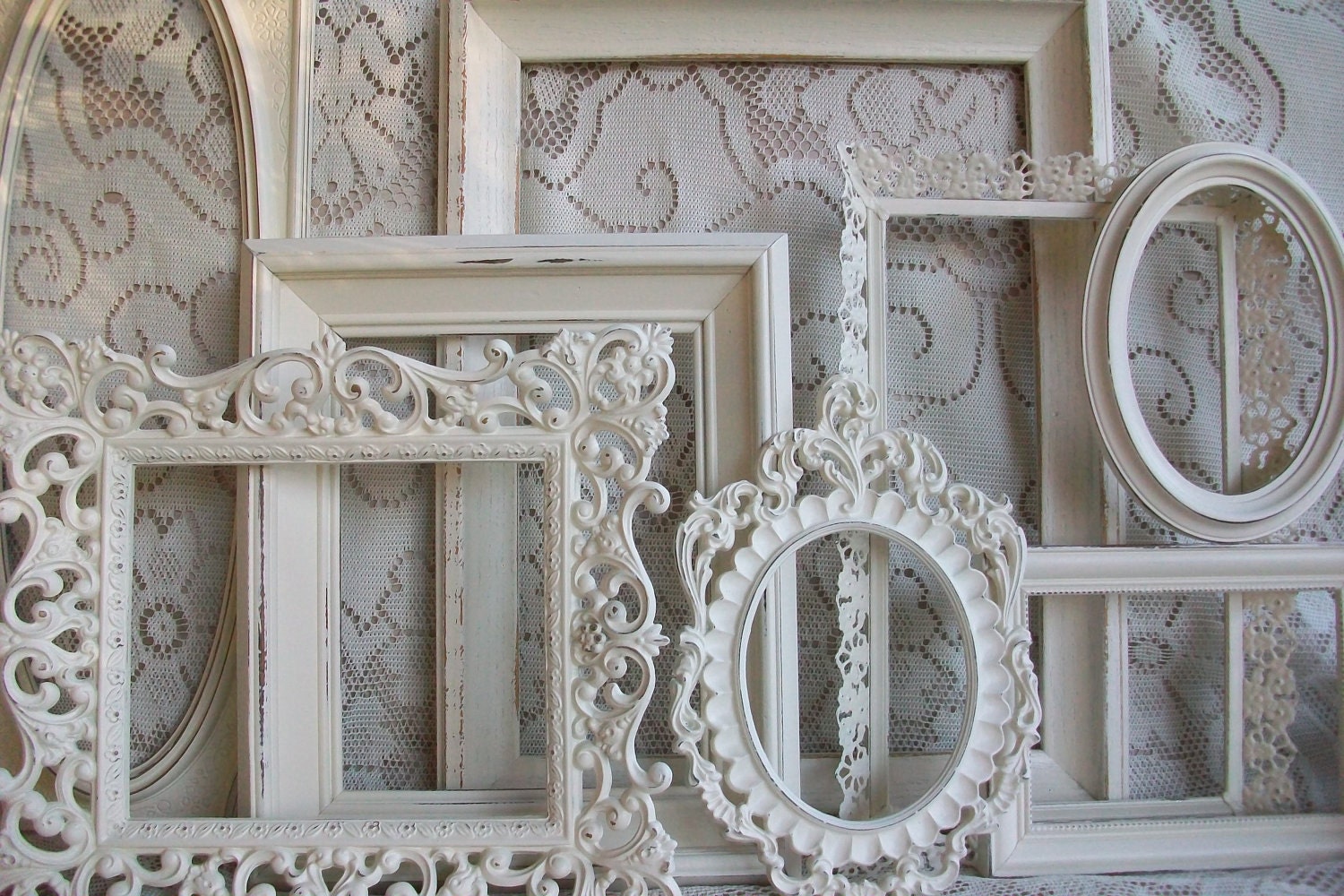 White Picture Frame Set Shabby Chic Large Heirloom White