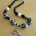Black and White Striped Necklace - Zebra Charm