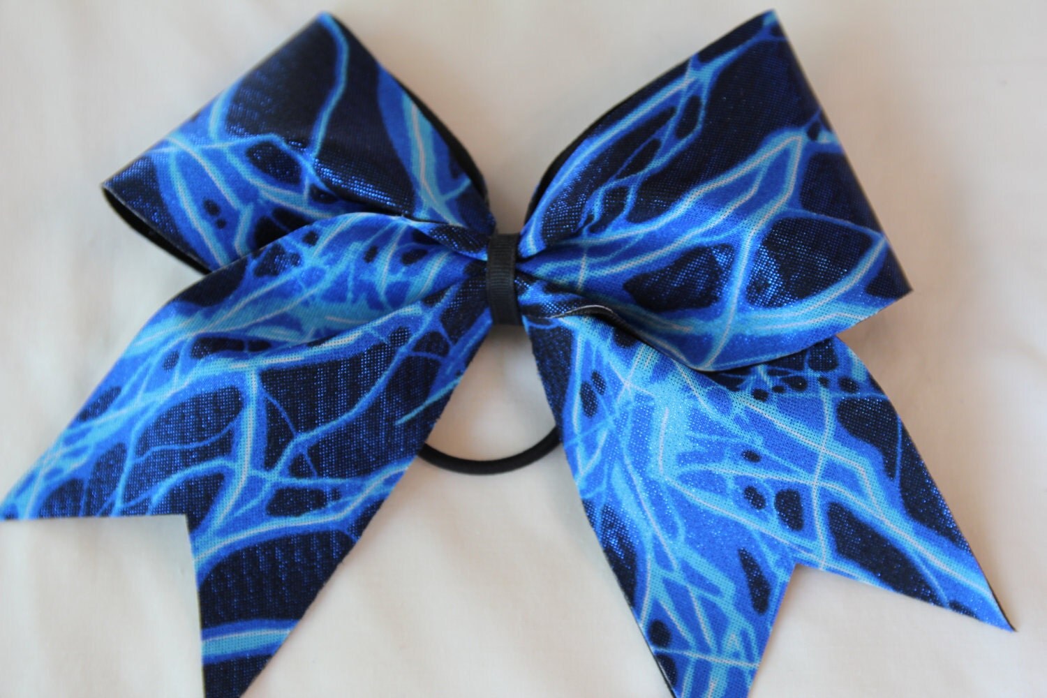 Blue Lightning Bolt 3 Cheer Bow