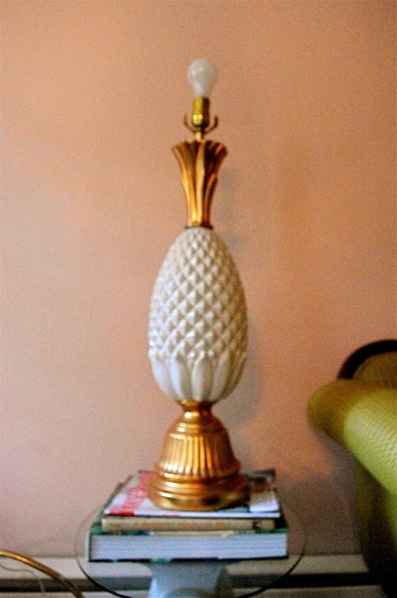 LARGE Retro White Pineapple Lamp Mid Century Modern