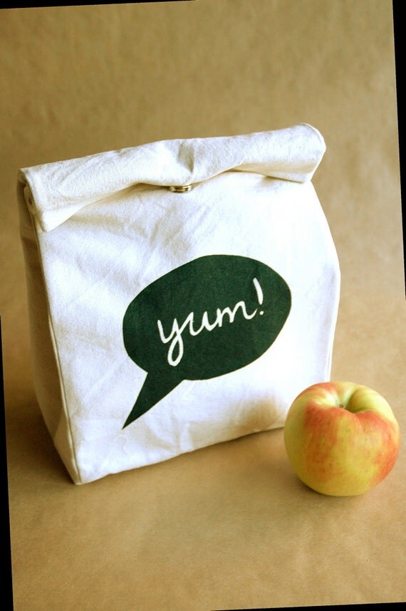 Ecofriendly lunch bag screenprinted yum design
