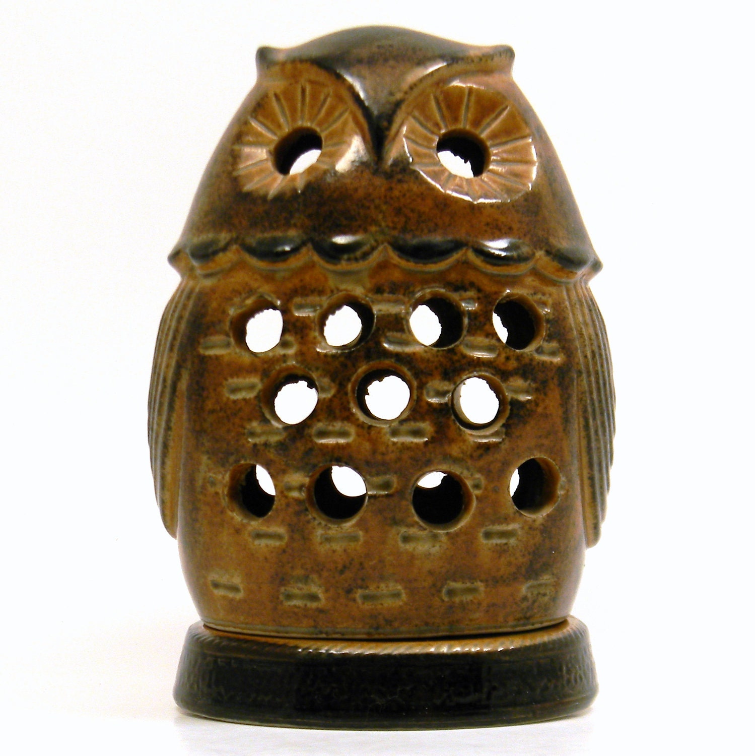 Owl Candle Holder Vintage 1960s Ceramic Figural Luminary