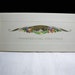 Art deco Thanksgiving greeting card cottage surrounded by fruit with silk satin ribbon 1920's-30's