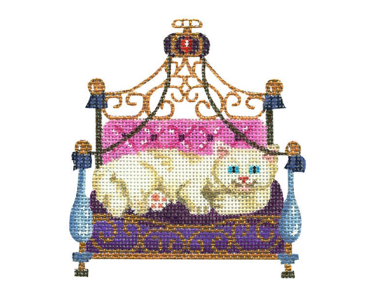 Needlepoint Cat Canvas White Cat by ADragonsTaleDirect on Etsy