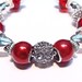 Red Cuff Bracelet with Hearts and Crystals