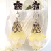 Yellow Cascading Lily Earrings with Pearls