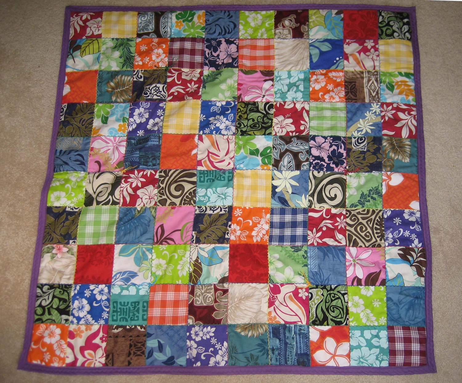 Hawaiian Print Patchwork Baby Quilt