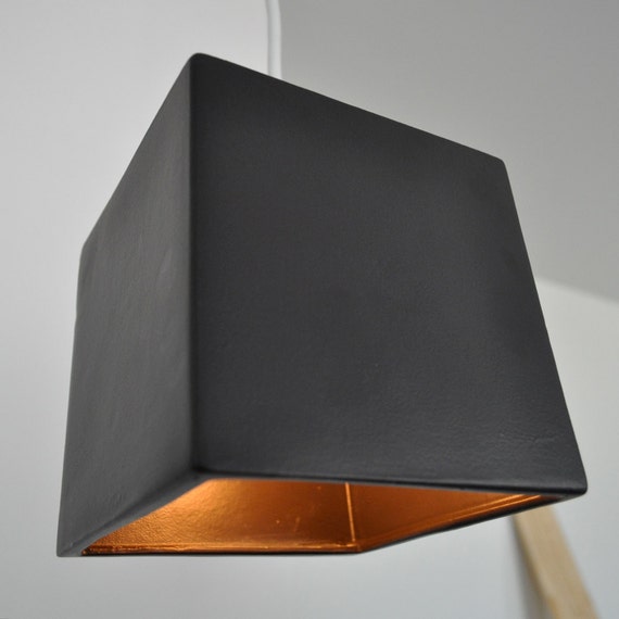 Cube Pendant Light Fixture in Charcoal