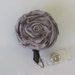 Badge Holders - Flower Badge Reels - Retractable ID Badge Holder - Silver / Gray Rolled Rosette Fabric Flower Badge Reel