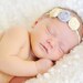 Baby Headband Yellow and Gray - Fabric Flowers - Flower Headband - Three Rolled Rosettes on Skinny White Elastic Headband - Baby Headbands