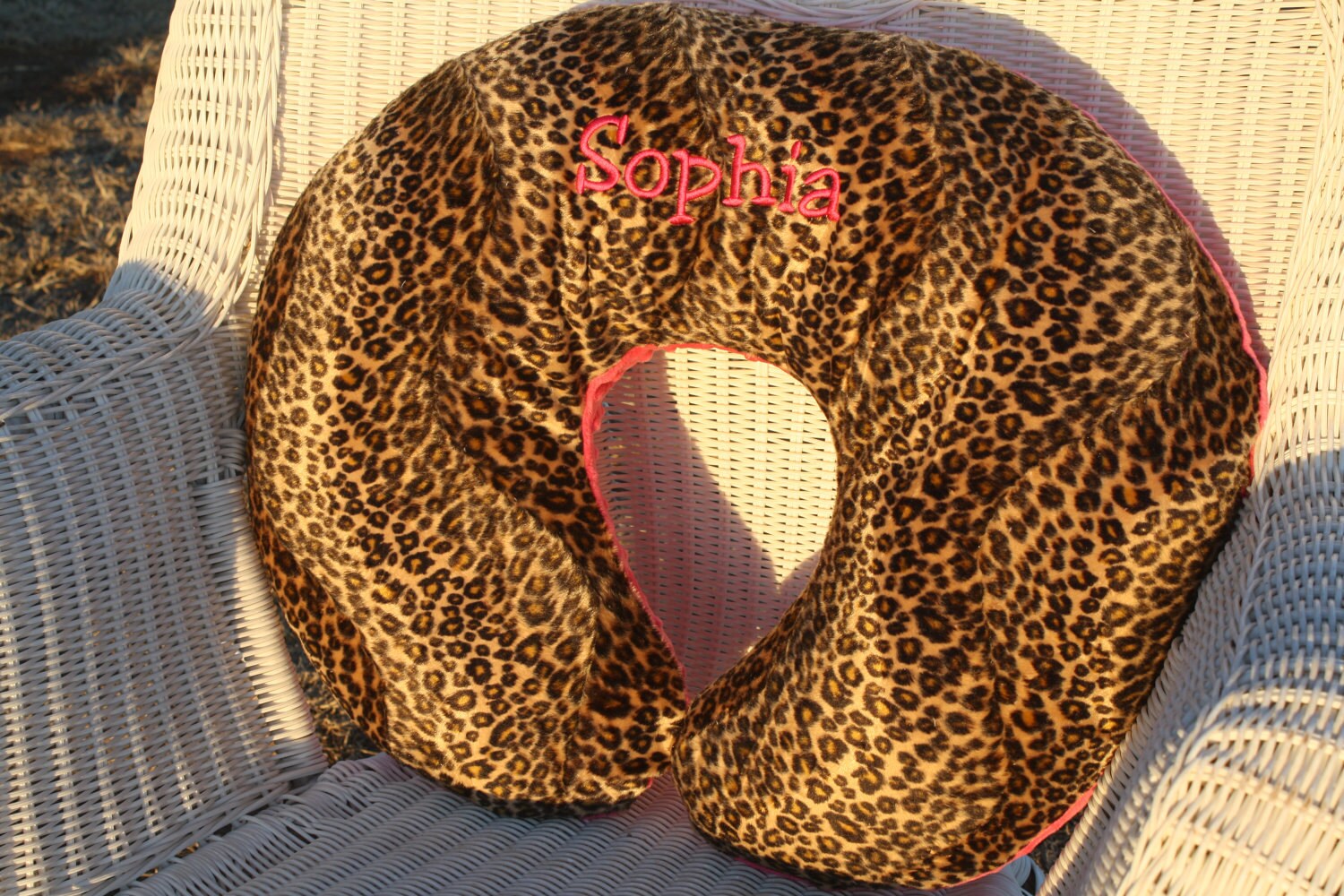 Personalized Faux Leopard and Hot Pink Minky Boppy Cover