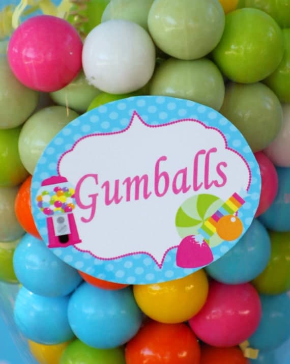 BUBBLE GUM Party -Candy Jar Circles - Candyland - Lollipop - Sweet Shop -Sweet shoppe - Girls Birthday Party - Candy Land - INSTANT Download Il_570xn