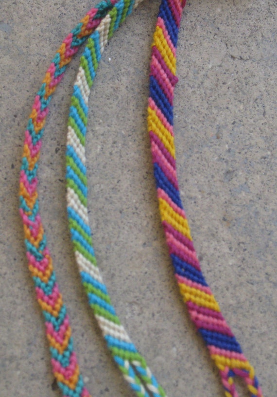 3 Three Friendship Bracelets Striped and Chevron