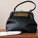 RESERVED for jdemps00 // Vintage 1960s Roger Van S Black Leather, Metal Trim Handbag // The Executive
