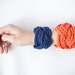 dark BLUE woven fabric, turk head knot bracelet