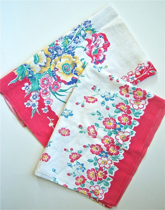 Vintage Floral Kitchen Hand Towels set of 2
