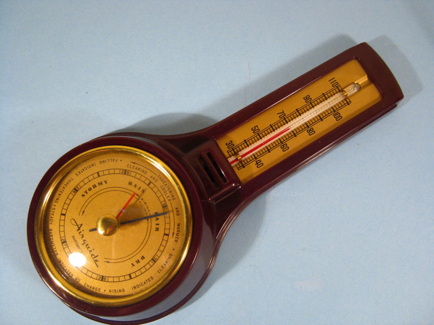 Mid Century Airguide Barometer and Thermometer Retro