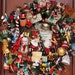 XXL Nostalgic Americana Christmas wreath w Babes in Toyland theme--tons of vintage toys, ornaments, Santas, pixie elves Christmas in July