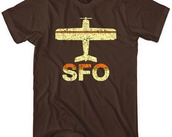 Fly San Francisco T-shirt - SFO Airport Tee - Men and Unisex - XS S M L XL 2x 3x 4x - 3 Colors