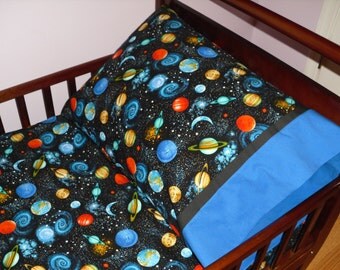 Outer Space Planets Baby Toddler Bedding Fitted sheet with standard pillowcase set