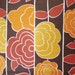 RESERVED for Clementiny -2.5yds - Gold, Pumpkin Orange, Red- BOLD Floral- on Dark Chocolate Brown- with White Stripes