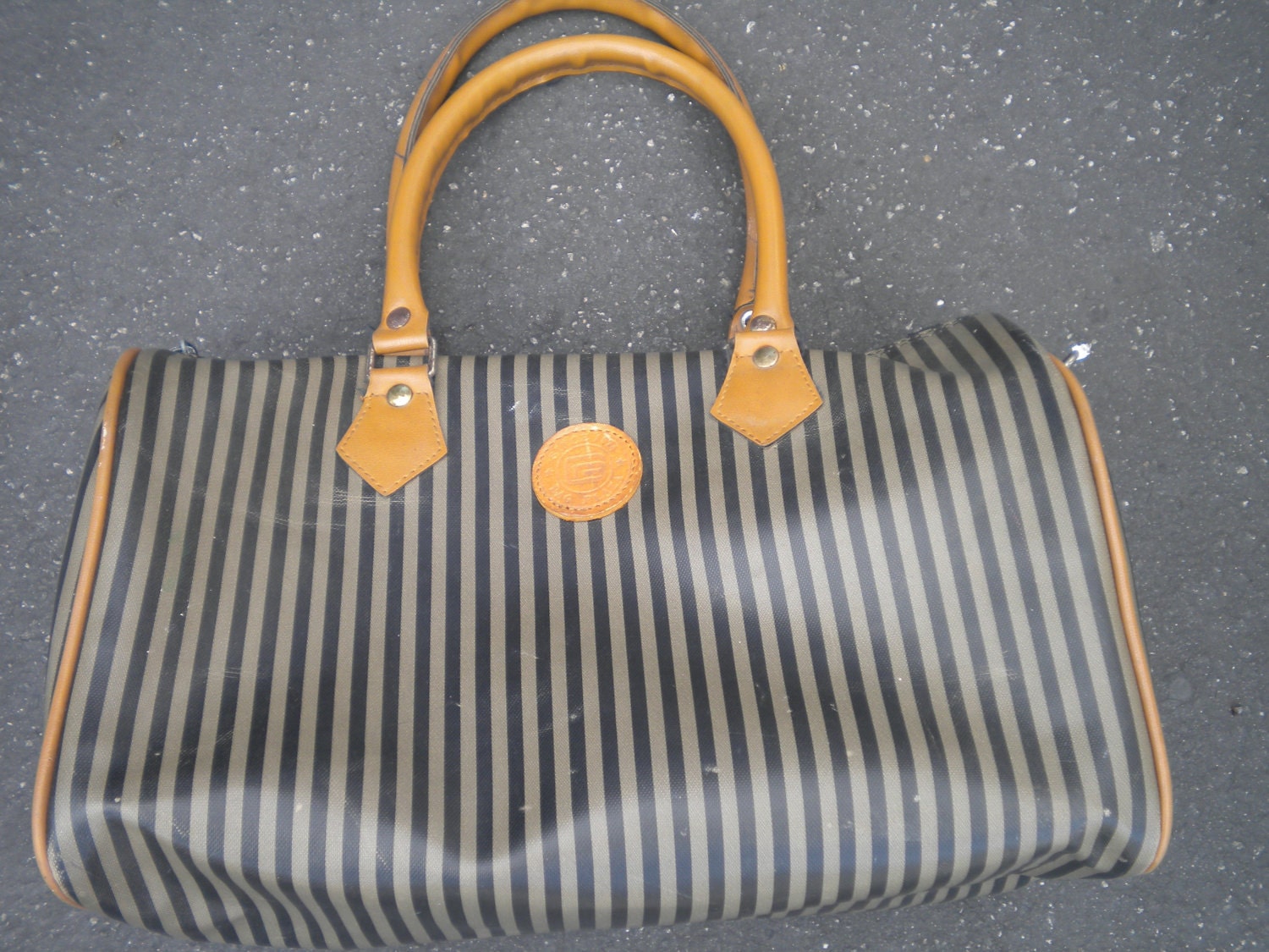vintage striped handbag Fendi style 80s cool