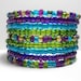 Memory Wire Bracelet Peacock Blue and Green Stacked Bracelet Beaded Bracelet