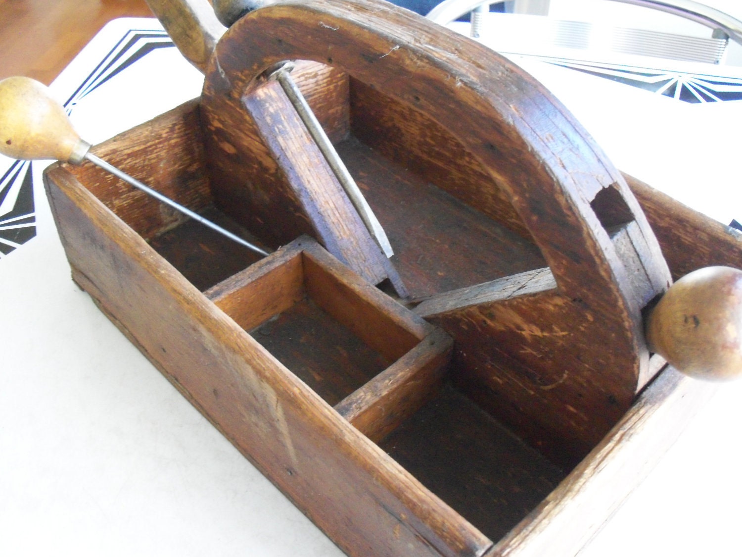 wooden tool box antique rustic tool tote vintage carpenters