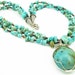 Arizona Turquoise Triple Strand Statement Necklace - Wire Wrapped Turquoise Pendant - Sterling Silver - Chunky Necklace - Artisan Jewelry