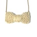Knitted bow necklace in Cream on a gold chain