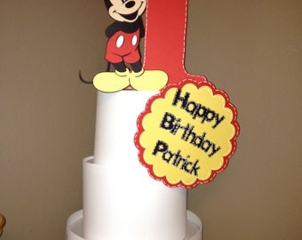 Mickey Mouse Cake Topper - 3 piece set, personalized with Mickey, age, name Mickey Birthday