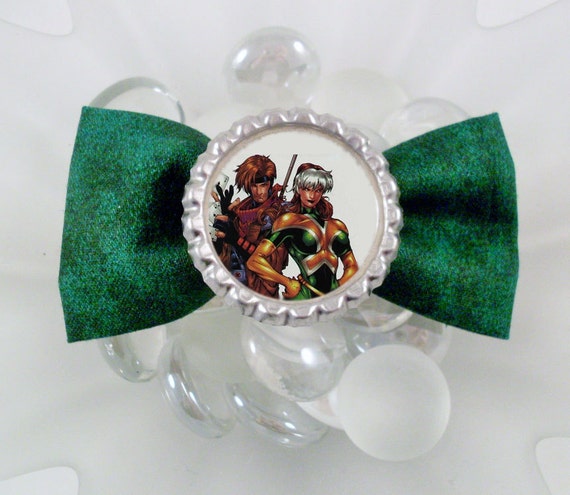 Rogue and Gambit Hair Bow (Dark Green)