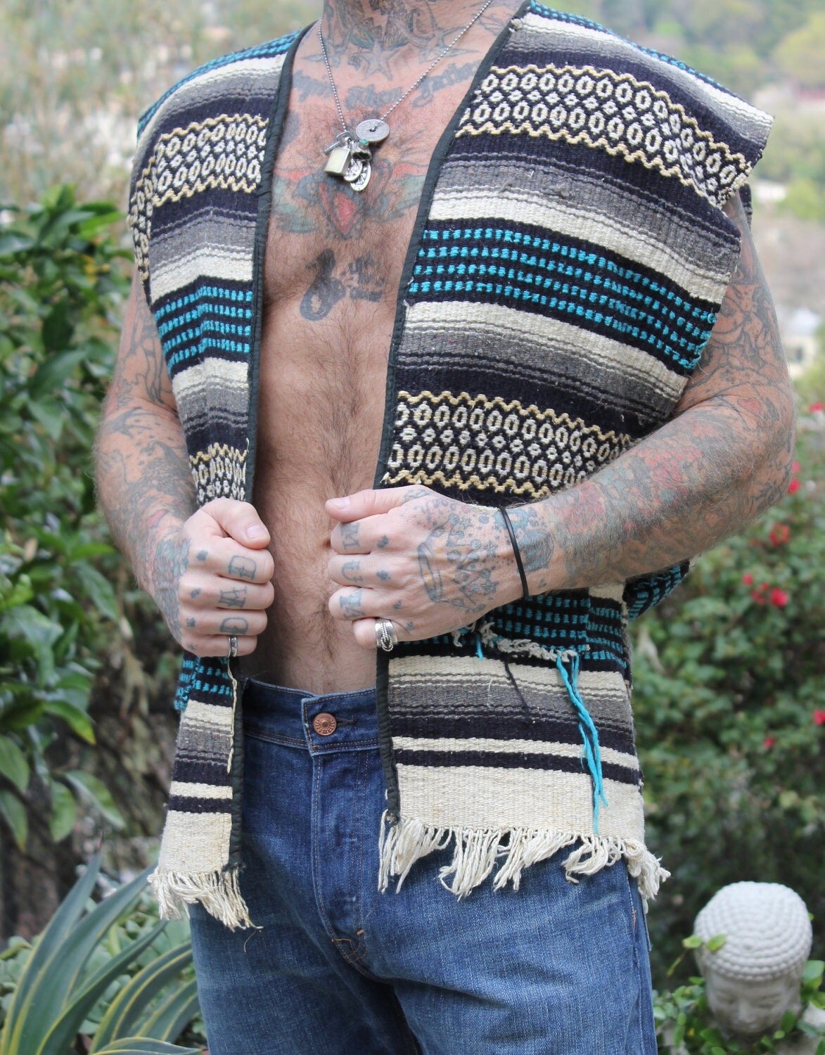 Dirty Bandito 1960s/1970s Mexican Blanket Vest by