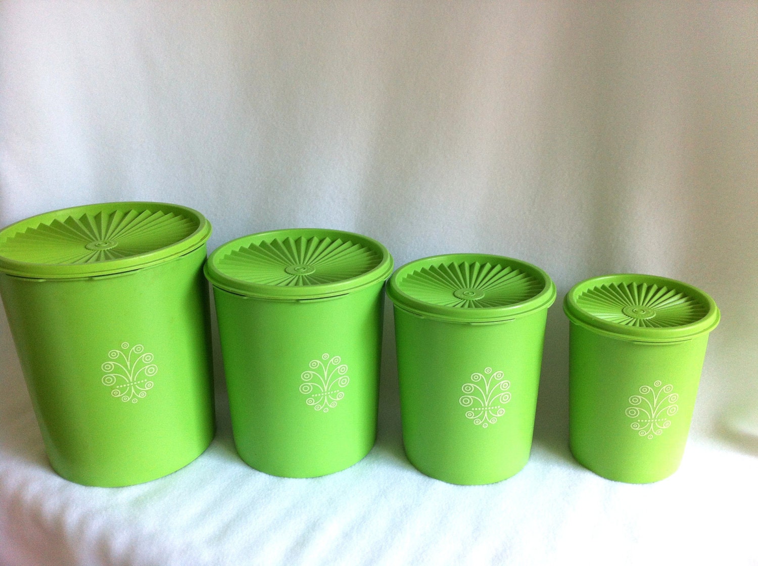 Vintage Tupperware Canisters Apple Green Retro
