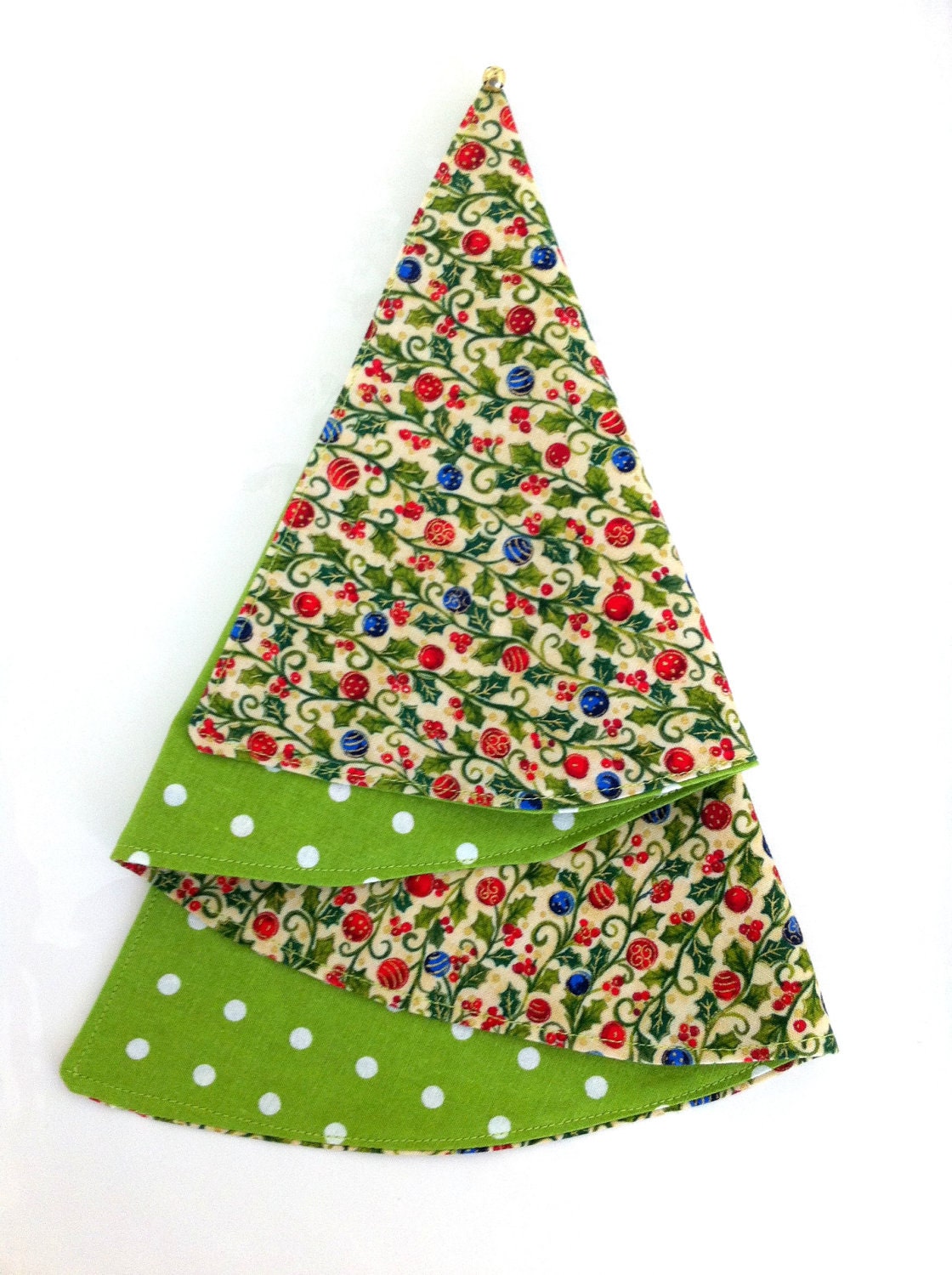 Holiday Fabric Napkins Holly Berries Ornaments Christmas