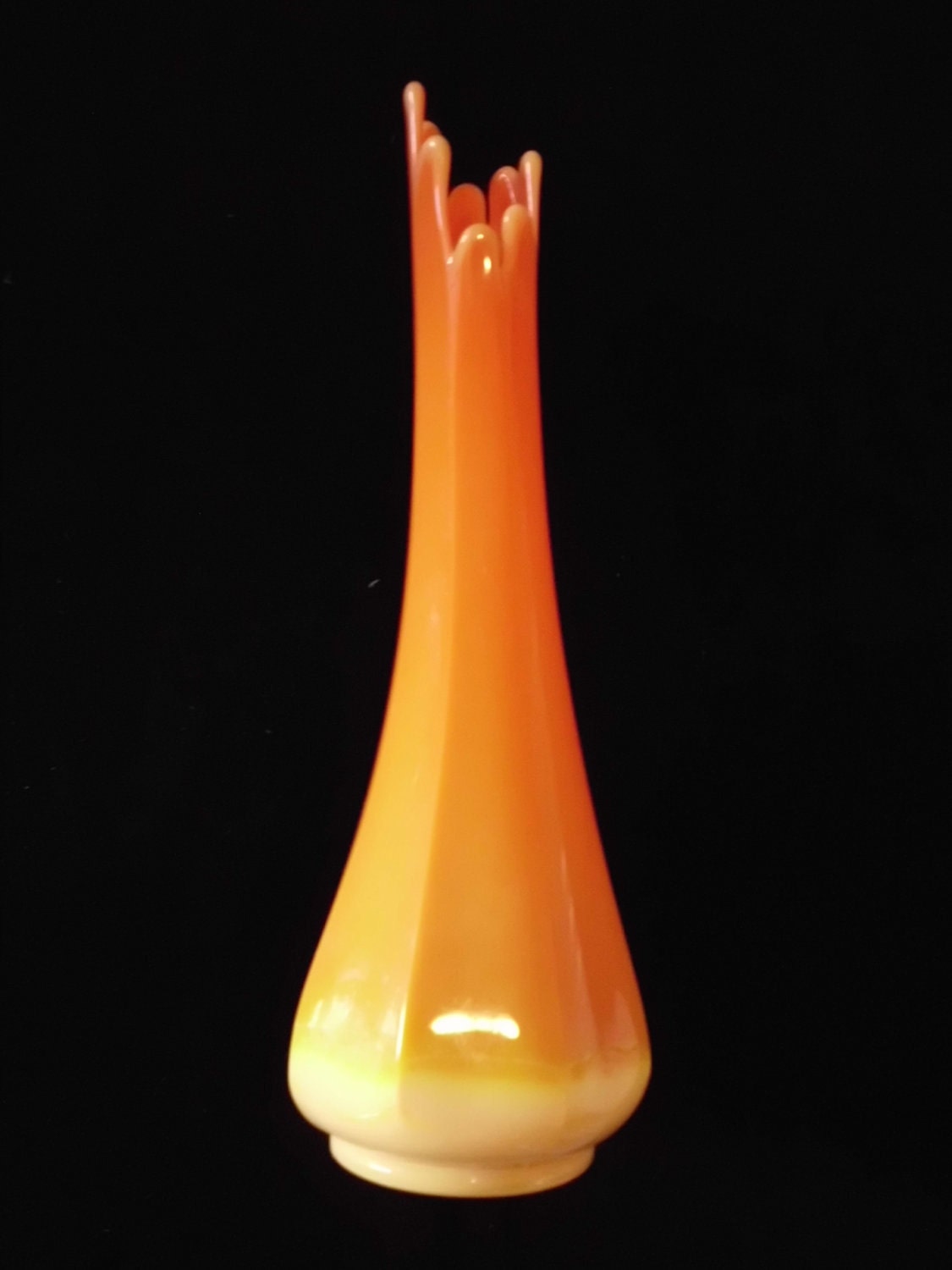 Vintage Orange Milk Glass mid century MODERN VASE