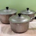 Vintage 40s Hammered Metal Club Aluminum Medium Pot/Saucepan with Lid