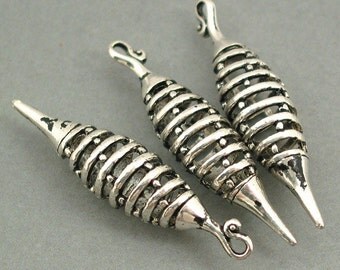 Pointed Drop Charms Antique Silver tone 4pcs base metal Charms 10X46mm CM0093S