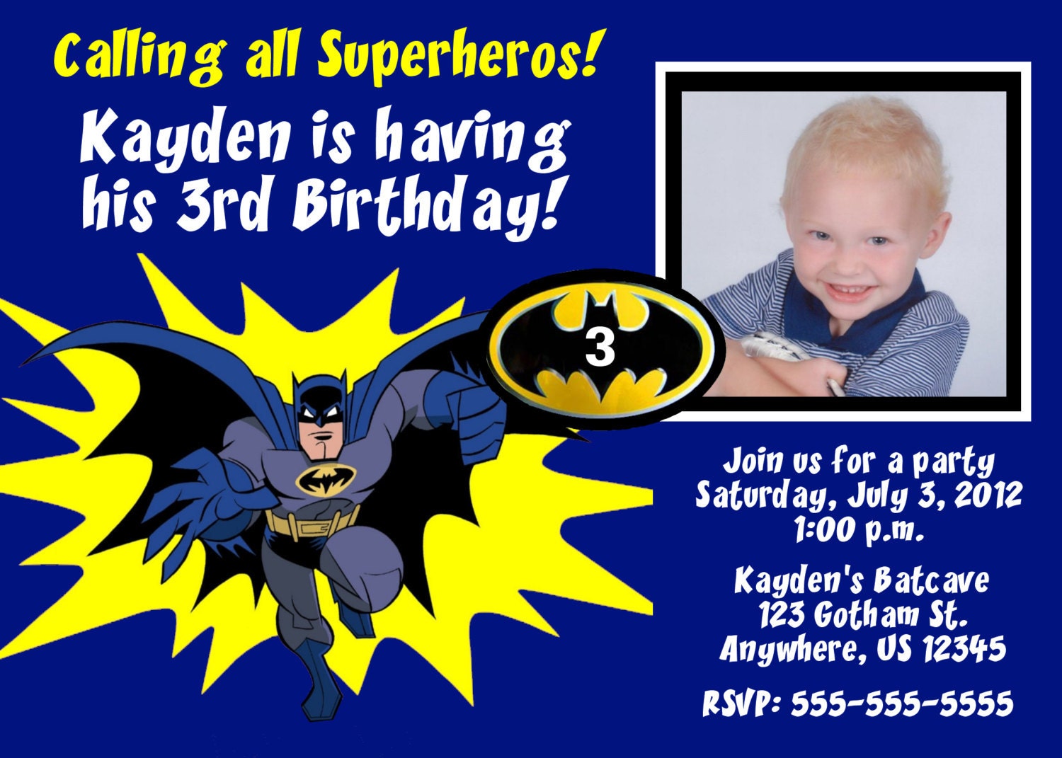 Batman Birthday Invitation Card 5