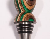 Colorful wooden wine bottle stopper brown natural and green