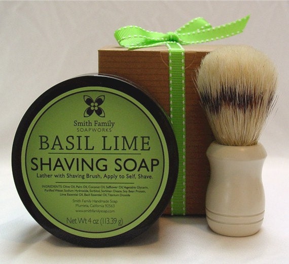 Handmade Shaving Soap, Basil Lime Shave Soap, with Gift Box, Father's Day Gift