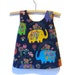 Reversible Baby dress & pants bloomers set, outfit crossover back, sundress pinafore navy blue elephant upcycled size 0 to fit 6 - 12 months