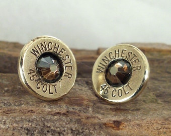 Bullet Earrings- Stud Earrings - Ultra Thin - Colt 45 - Copperhead