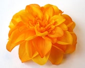 Fabric Flower Hair Accessory: Pin, Hair Clip, or Fascinator - Tangerine Orange Dahlia