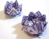 Set of 2 White and Purple Origami Lotus Hairpins - Paper Flower Hairpins, Hair Clips, Pins, or Hair Accessories - HairFair