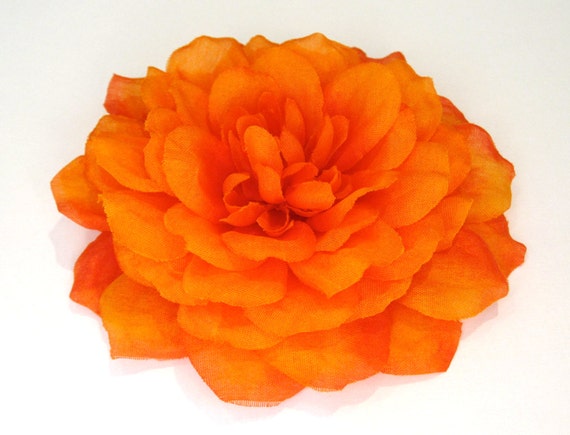 Items similar to Dark Orange Dahlia - Hair Flower or Pin on Etsy